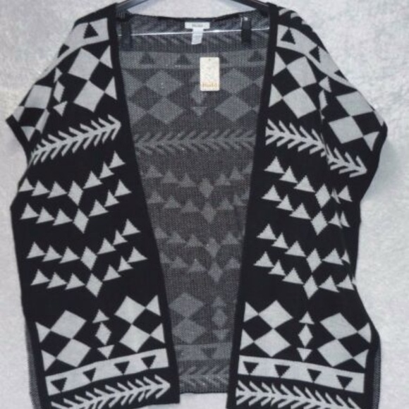 women's Sweater Vest Mudd Pyramid Geometric Topper Open Front NEW - Picture 2 of 3